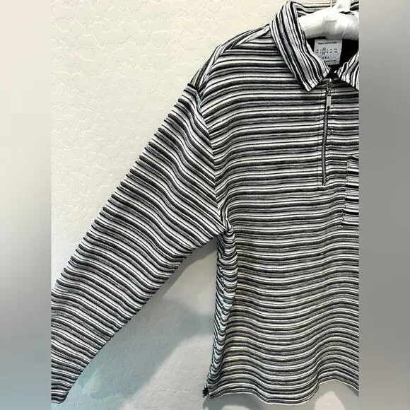 URBAN OUTFITTERS | Men’s Striped Quarter-Zip Collared Pullover | Size Medium - Picture 3 of 8